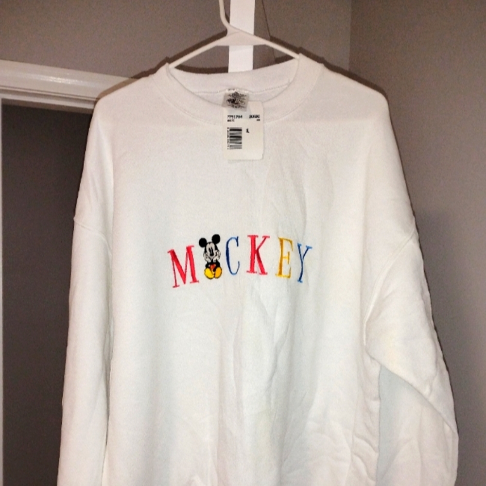 Vintage 90's Mickey & Co Sweatshirt Embroidered Mickey Mouse Sz XLarge White